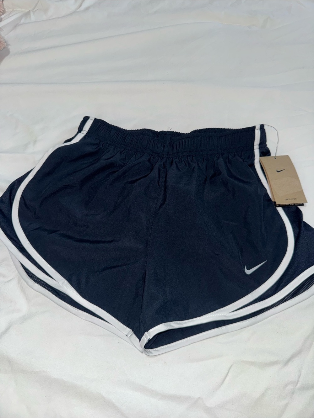 Nike Women's Navy Athletic Shorts with White Trim
